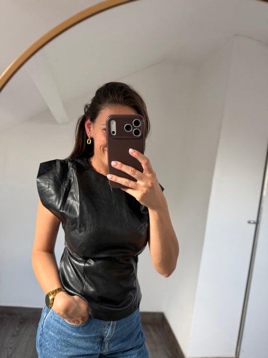 Arlette | black lederlook top