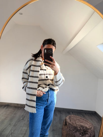 Solène | ecru sweater with scarf