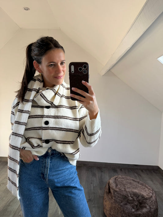 Solène | ecru sweater with scarf