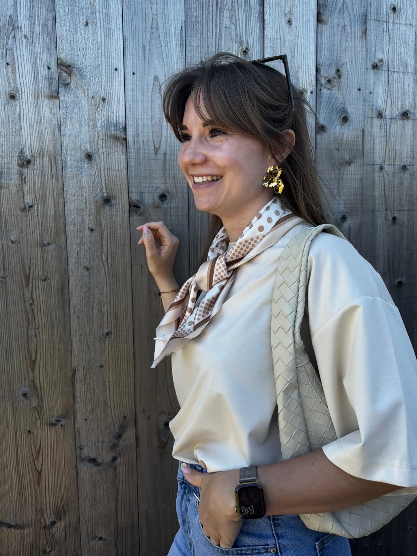 Helena | beige shirt with matching scarf