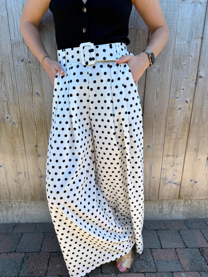 Monroe | white polka dot palazzo pants