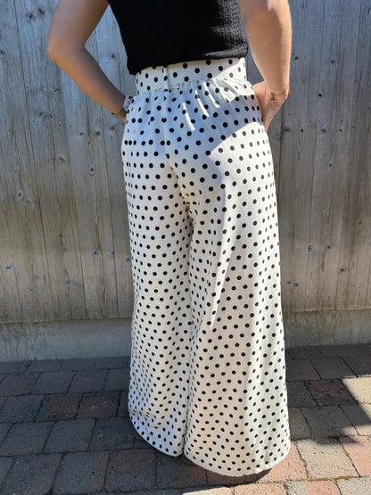 Monroe | white polka dot palazzo pants