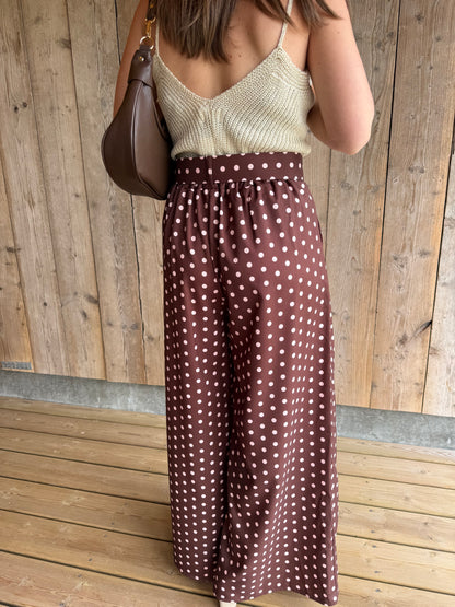 Monroe | brown polka dot palazzo pants