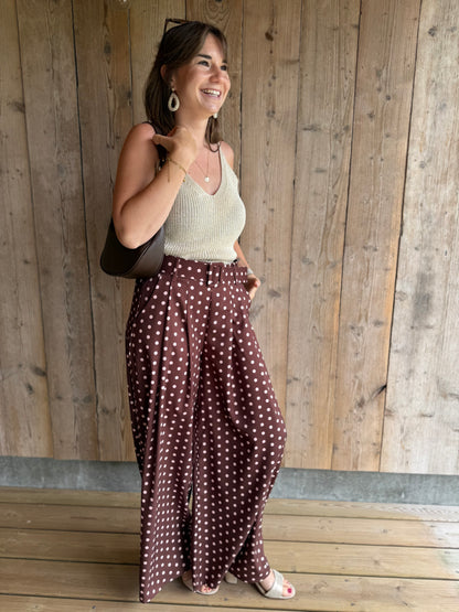 Monroe | brown polka dot palazzo pants