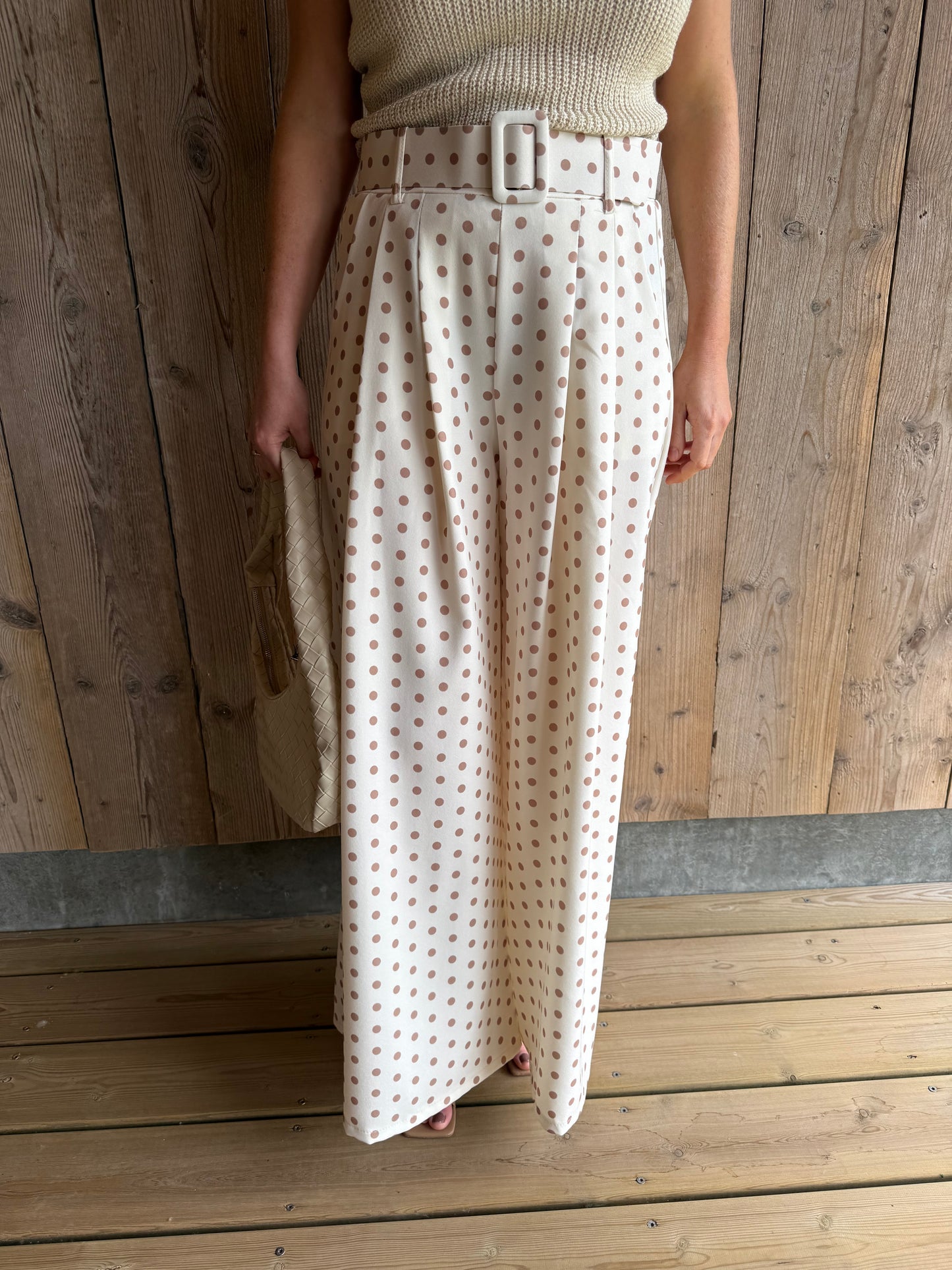Monroe | beige polka dot palazzo pants