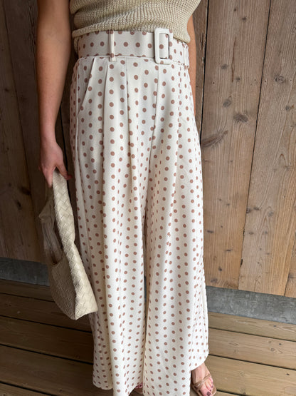 Monroe | beige polka dot palazzo pants