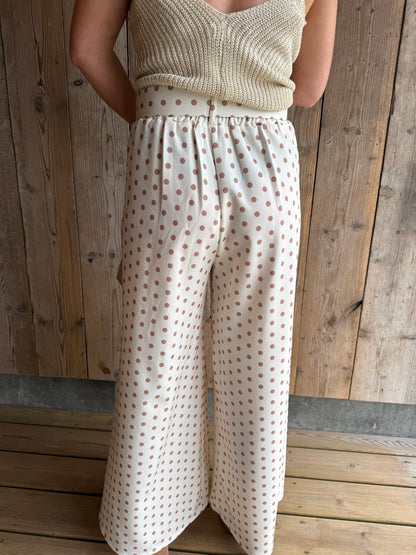 Monroe | beige polka dot palazzo pants