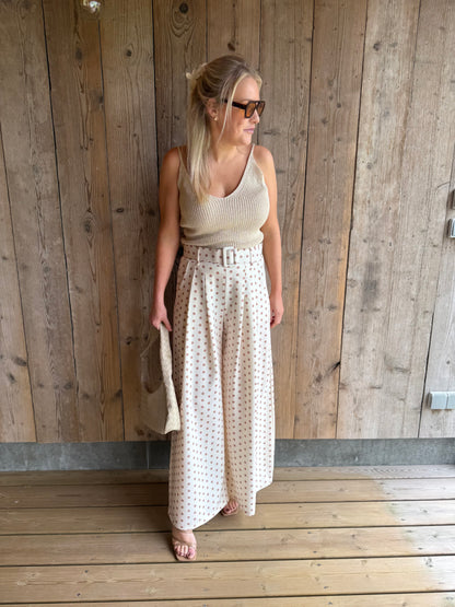 Monroe | beige polka dot palazzo pants