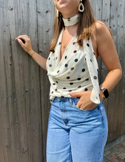 Noémie | ecru polka dot top