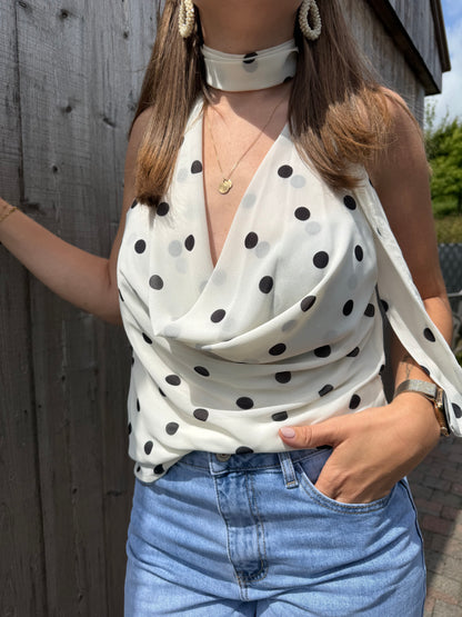 Noémie | ecru polka dot top