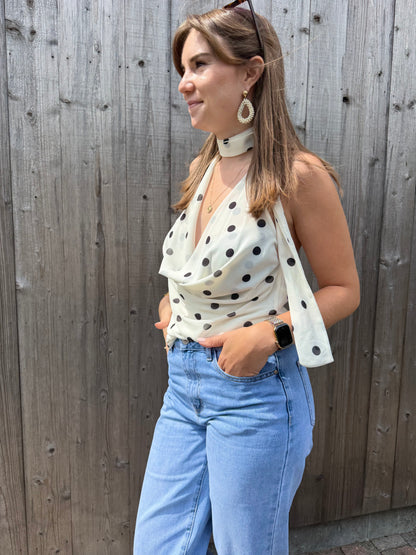 Noémie | ecru polka dot top