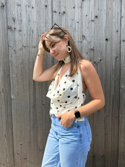 Noémie | ecru polka dot top