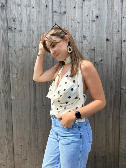 Noémie | ecru polka dot top