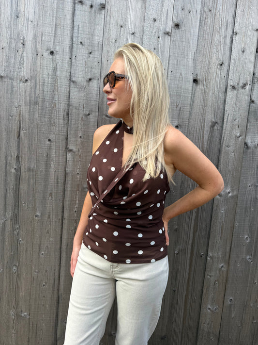 Noémie | brown polka dot top