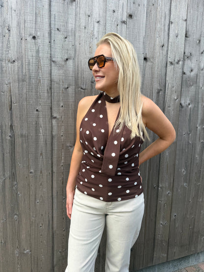 Noémie | brown polka dot top