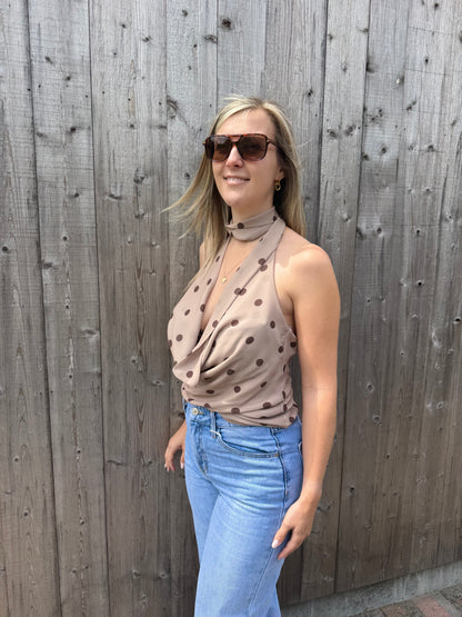 Noémie | taupe polka dot top