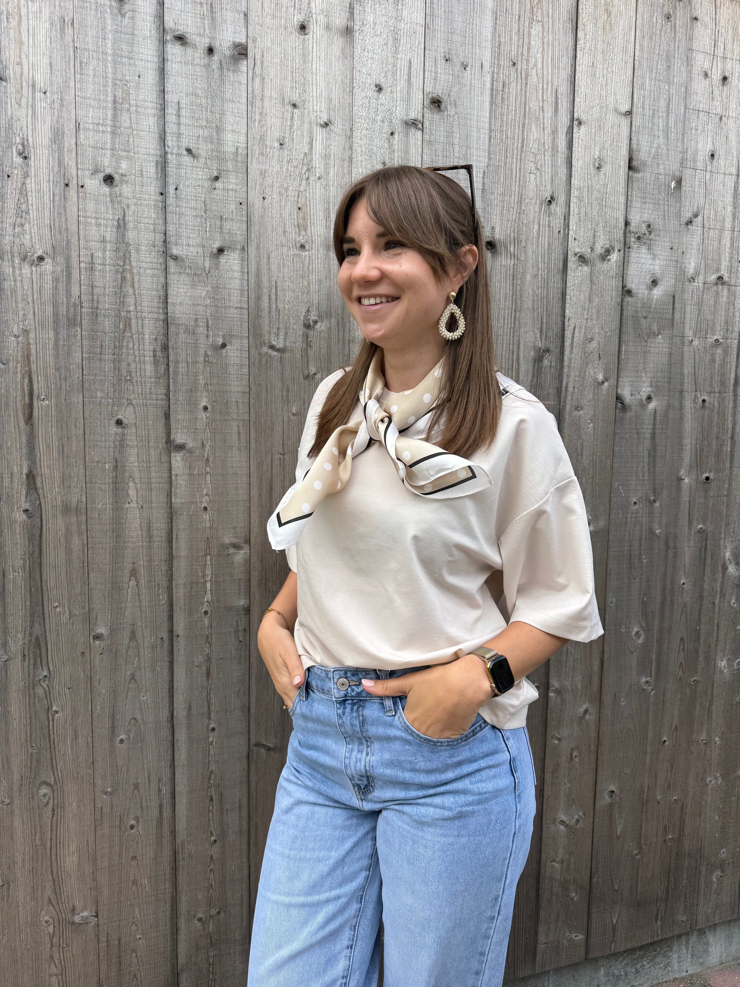 Alizée | beige silk scarf