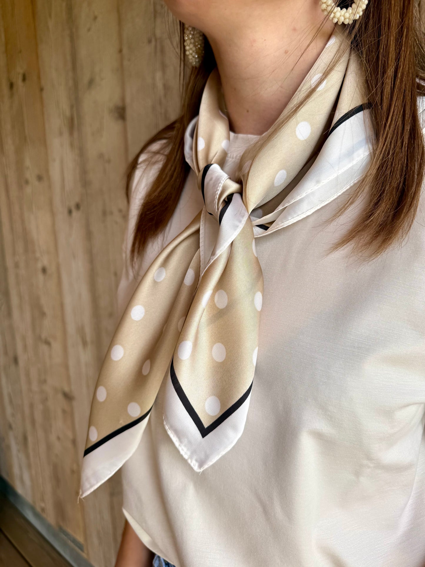 Alizée | beige silk scarf