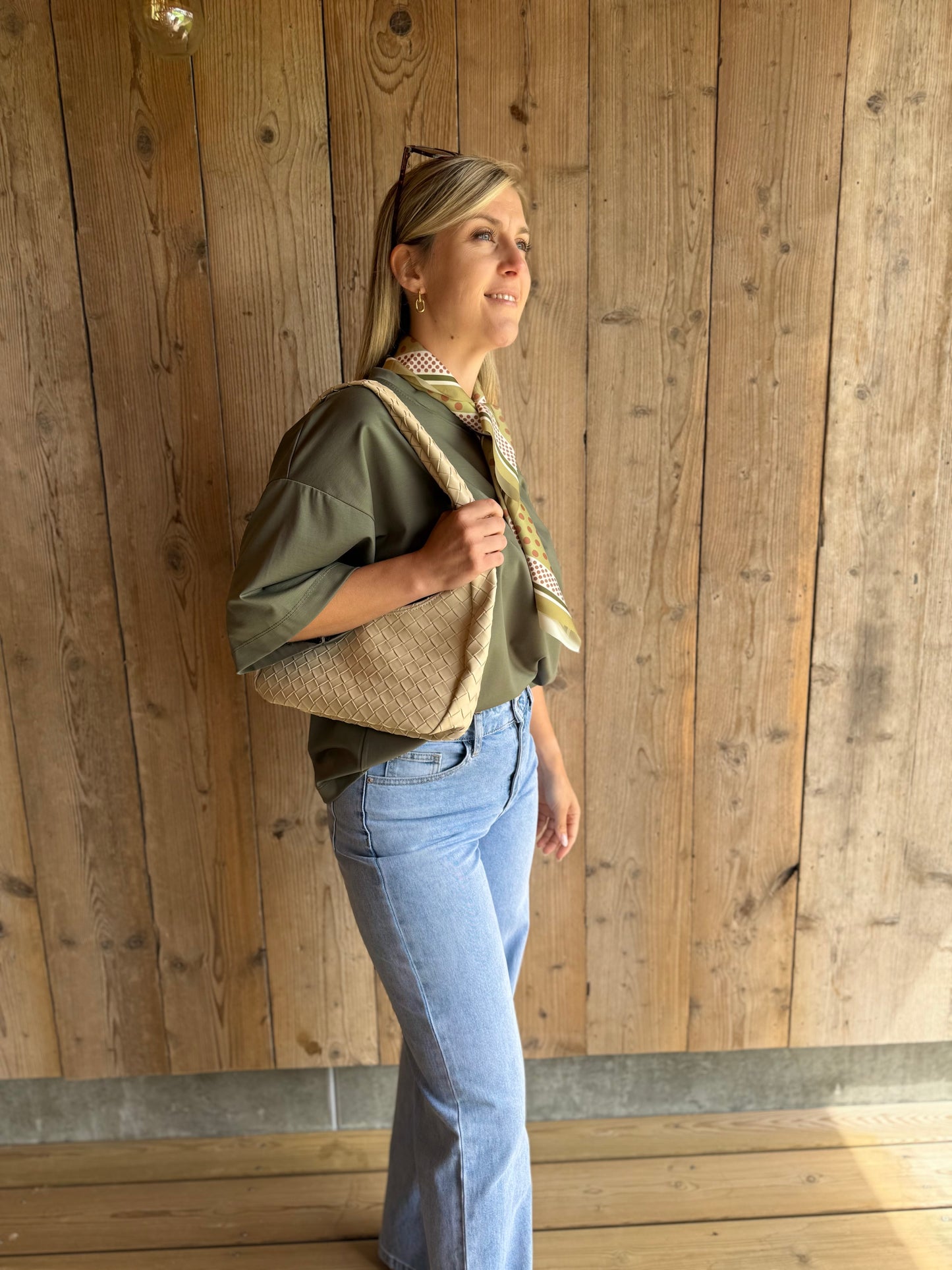 Helena | khaki shirt with matching scarf