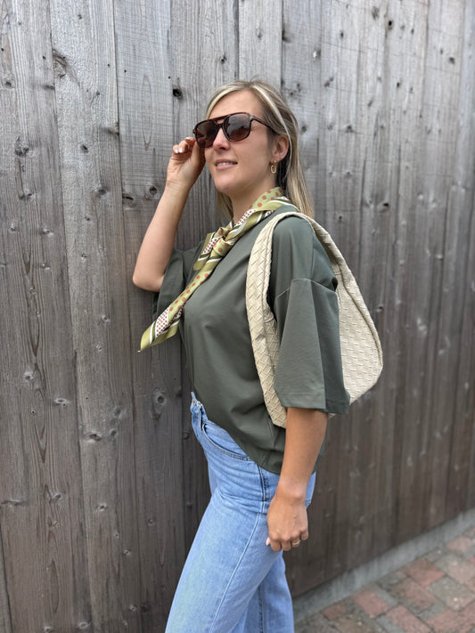 Helena | khaki shirt with matching scarf