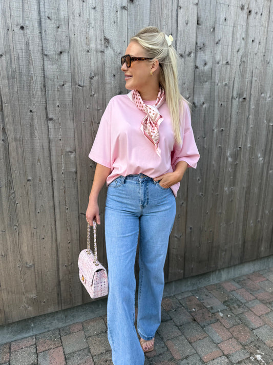 Helena | pink shirt with matching scarf