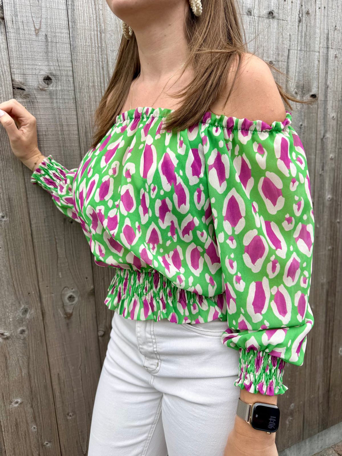 Liza | green printed blouse