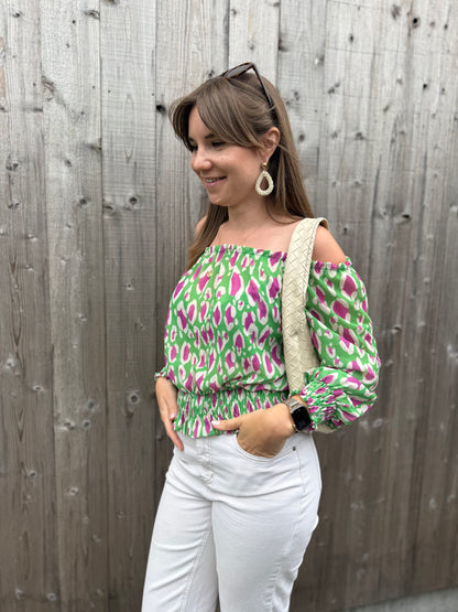 Liza | green printed blouse