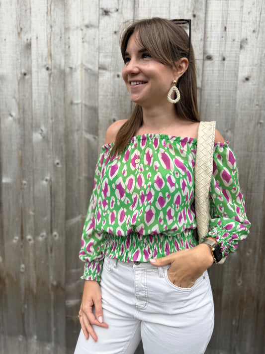 Liza | green printed blouse